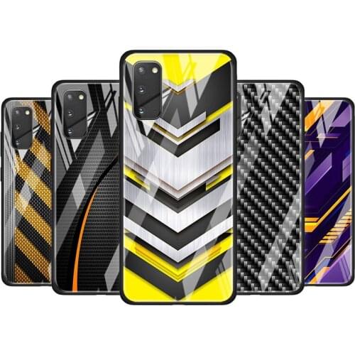 Car Carbon fibre for Samsung Galaxy S20 FE Ultra Note 20 S10 Lite S9 S8 Plus Luxury Tempered Glass Phone Case Cover