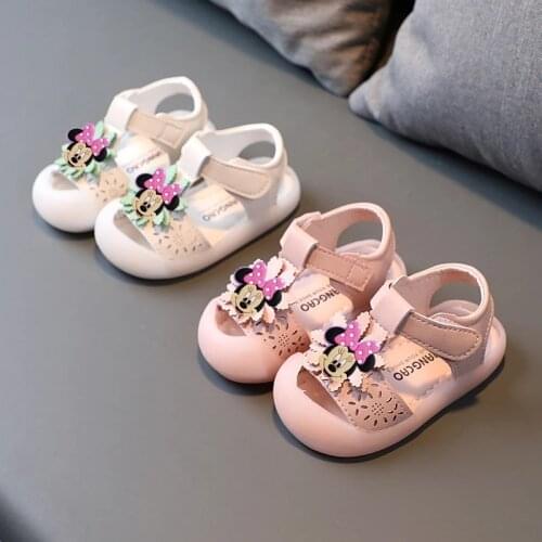 Disney Mickey Mouse baby sandals female baby soft-soled toddler shoes summer anti-kick beach shoes girls Minnie princess shoes