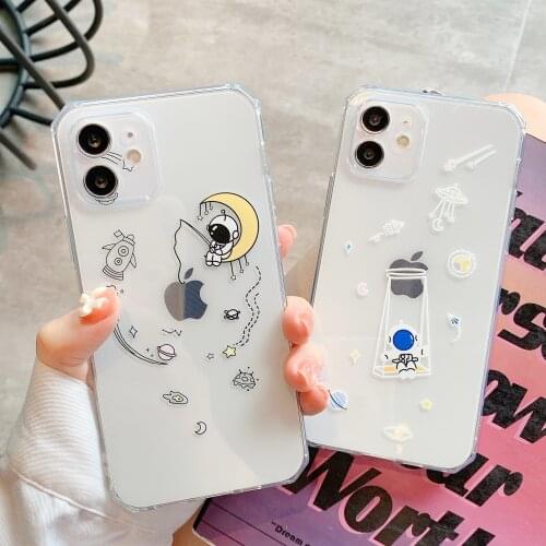 Moskado TPU Creative Astronaut Phone Case for iphone 11 12 Pro Max X XR XS Max 7 8 Plus Dust-proof Mobile Phone Protective Shell