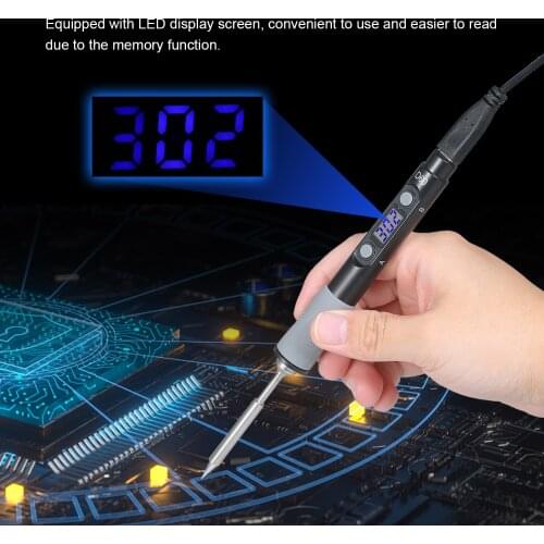Mini Electric Soldering Iron with LED Digital Display Intelligent Soldering Iron Kit with Storage Bag and 4 Iron Heads