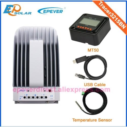 EPEVER EPsolar charging solar panel controller Tracer3215BN+USB temperature sensor cables MT50 remote meter 30A 30amp