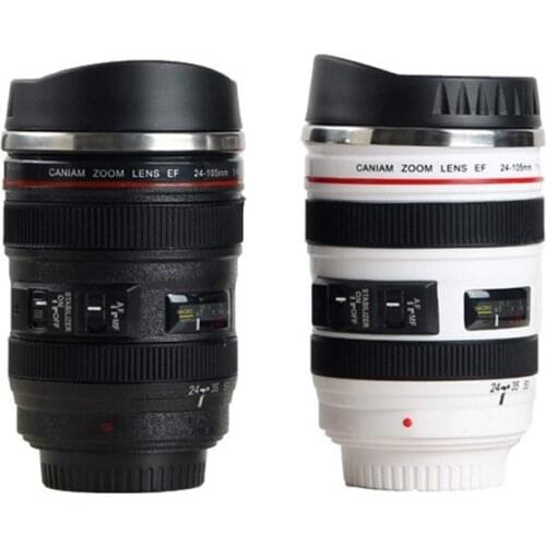 Stainless Steel Camera EF24-105mm Coffee Lens Mug White Black Coffee Mugs Creative Gift Coffee Cups Canecas Tazas Vaso Café