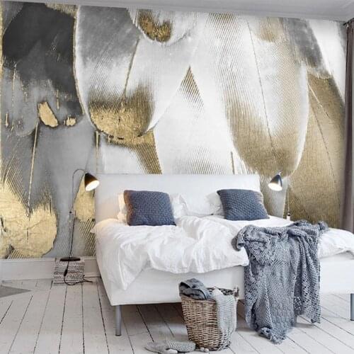 Photo Wallpaper 3D Retro Fashion Golden Feather Murals Living Room Bedroom Background Wall Decor Modern Abstract Art Wallpapers