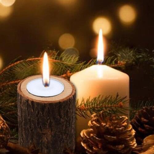 1pc Wooden Candlestick Candle Holder Round Candle Holder Table Desktop Decoration Plant Flower Plot 2021New