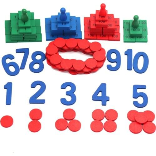 Montessori Mathematics Instructions Childrens Wooden Stamp Game Cards & Counters Toys Digital Cognitive Projects