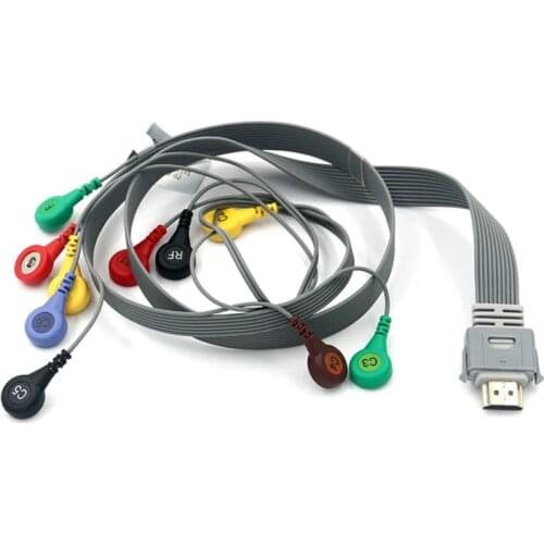 Holter Recorder ECG Patient Cable 19 Pin 10 Leads Snap 4.0 IEC Standard for Biocare IH12 Plus Holter Recorder Instrument System