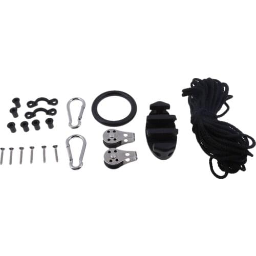 Kayak Canoe Anchor Trolley Kit System Zig Zag Cleat ,Pulley Snap Hook, Rope