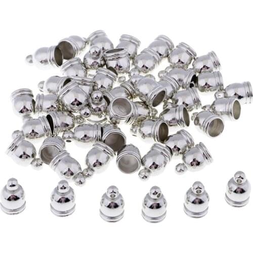 50 Pieces Silver Color Jewelry Tassel Caps Cord End Caps Tassel Crimp Connectors 6mm