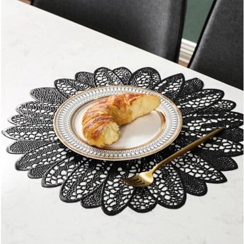 Sunflower Pattern Western Food Cushion PVC Bronzing Hollow Placemat Household Kitchen Heat Insulation Decor AntislipTable Mat