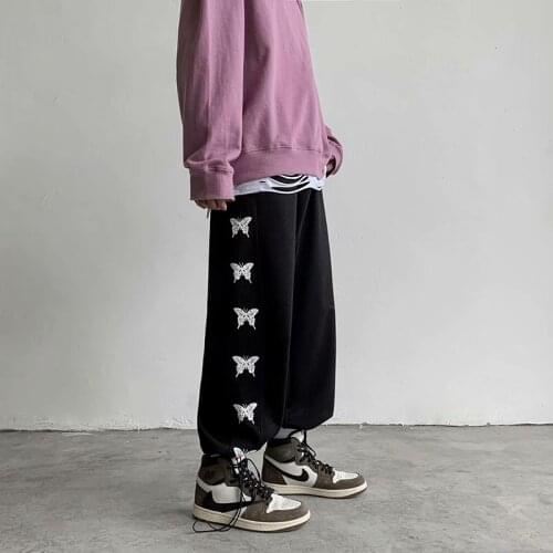 2021 New Casual pants mens Korean fashion autumn butterfly versatile Leggings mens sports pants joggers streetwear
