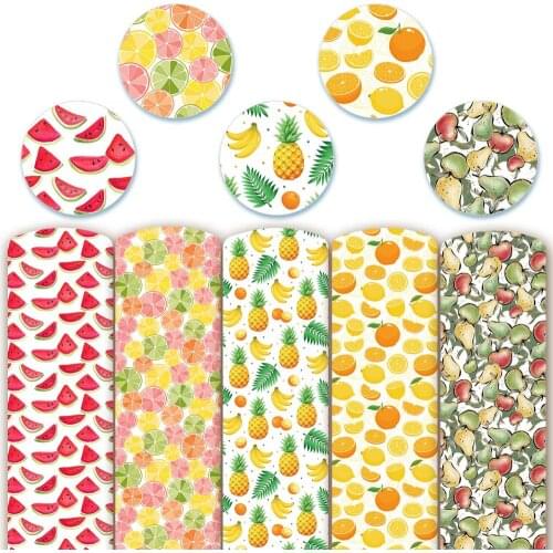 Fruit Faux Leather Sheets Printed Synthetic Leather Vinyl Fabric for DIY Earrings Bows Craft 22*30cm