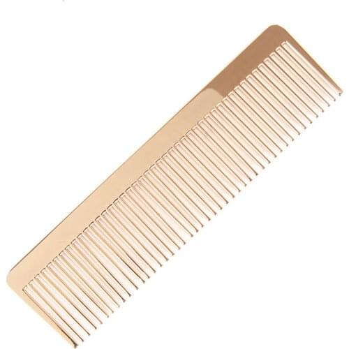 Metal Fine Toothed Alloy Comb Golden Men Women Hairdressing Pocket Hairbrush