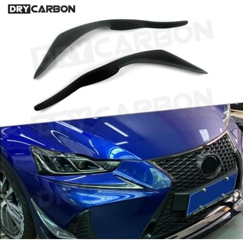 2Pcs Carbon Fiber Car Side Headlights Eyelids Eyebrows Trim Cover for Lexus IS300 IS350 F Sport Sedan 2017-2019 FRP