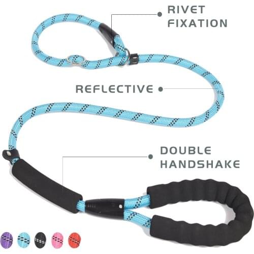 Nylon Pet Leash Outdoor Training Reflective Dog Leashes Double Handle Rope P Style Adjustable Collar Belt For Small Large Dogs