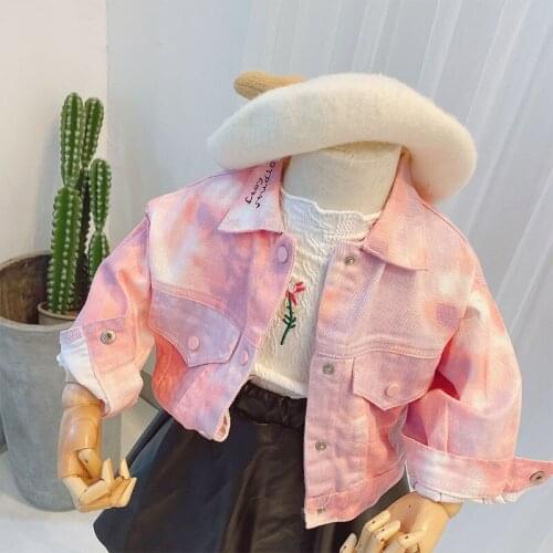 Baby Girls New Jackets Coat Autumn Korean Casual Pink Denim Coat for Toddler Girl 2-6 Years Child Clothing Girl Loose Tops 2020
