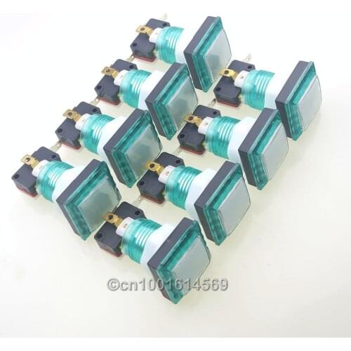 New Reyann 8pcs/lot 34mm 5V Arcade LED Angular Square Illuminated Light Push Buttons For Arcade FightStick Tournament - Green