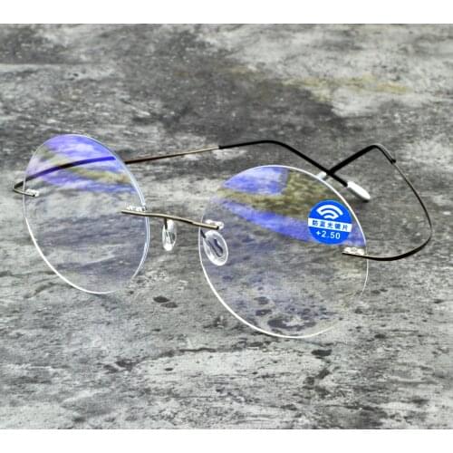 Rimless Round Ultralight Reading Glasses Alloy Frame for Men Women Blue Light Blocking High Quality+1+1.5 +2.0 +2.5 +3 +4