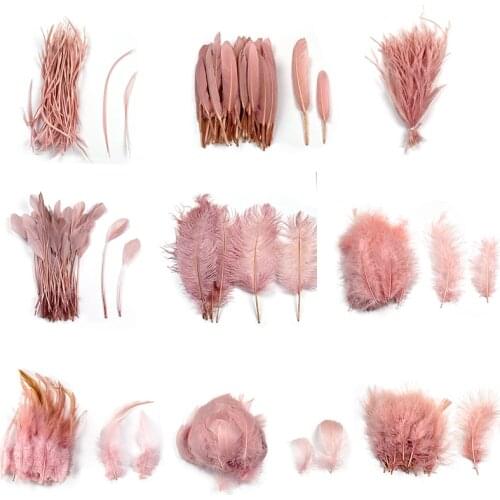 Wholesale Goose Ostrich Turkey Feather Wedding Home Decoration Leather Pink Natural Feathers Decoration Table Centerpiece Craft