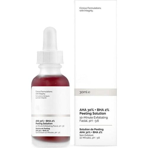 AHA 30% + BHA 2% Peeling Solution Face Serum Exfoliate Multiple Of Skin Fade Acne Fades Smooths Fine Lines Brighten Skin Tone