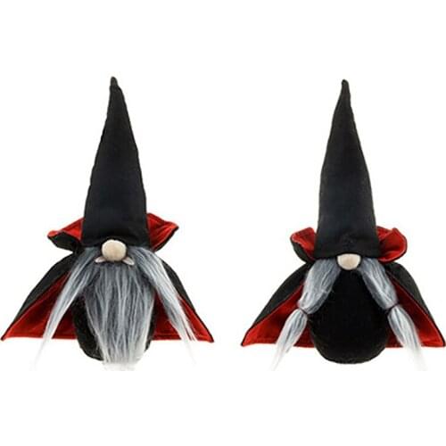 Halloween Gnomes Plush Decor, Black Witch Cloak Hat Halloween Table Decorations Gifts