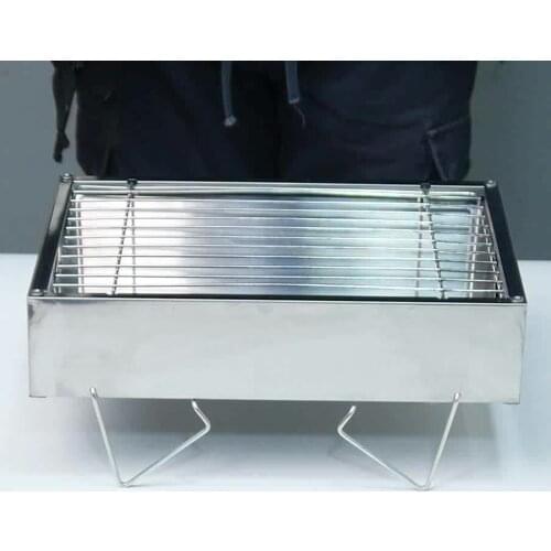 Portable Mini BBQ Charcoal Grill Folding Stainless Steel Grill for Camping Outdoor Barbecue Smoker Grill Outdoor Charcoal Grill