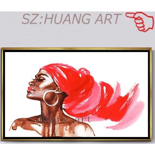Hand painted black and white African women art paintings of modern art impression portrait canvas room TV setting wall sofa offi