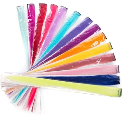 Synthetic Hair Extensions Clip-In One piece Color Strips 20 inch Long straight Hair Clip hair Pure Color curly extension