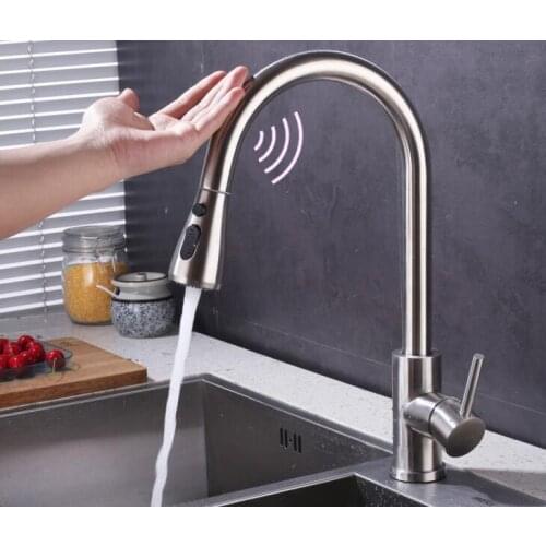 Stainless Steel Sensor Kitchen Faucets Touch Inductive Sensitive Faucet Mixer Tap Single Handle Dual Outlet Water Modes