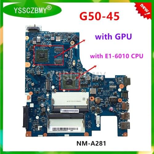 Brand New G50-45 motherboard ACLU5 ACLU6 NM-A281 For LENOVO G50-45 Laptop Motherboard E1-6010+GPU FOR AMD CPU tested 100% work