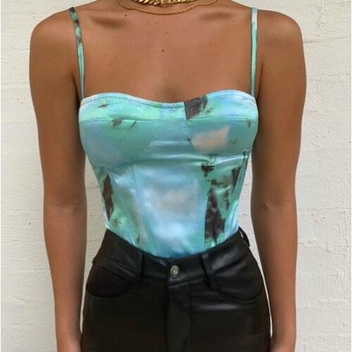 Musuos Sexy Ladies Club Streetwear Crop Tops Summer Women Printing Sling Strap Back Zipper Corset Vest Camis Slim Beach Shirt