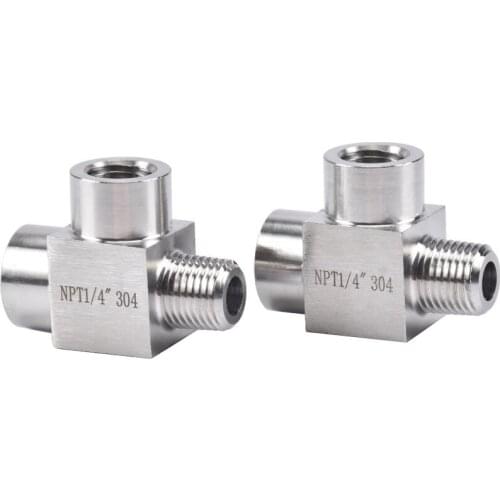 1/4" NPT Female Male Tee 3 Ways Splitter Block 304 Stainless Steel Pipe Fitting Connector Water Gas Fuel