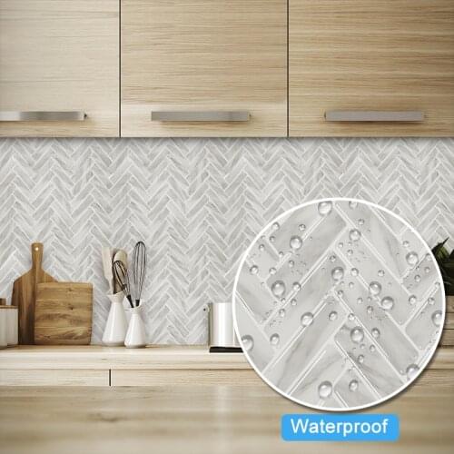 Vividtiles 12*12 inch Self adhesive Vinyl Wallpaper Kitchen Sticker Peel and Stick Subway 3D Effect Tiles -10 Sheet