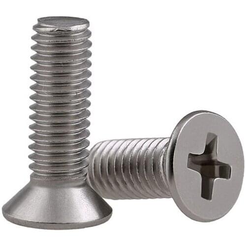 316 Stainless Steel Screw Countersunk Head Machine Screw Gb819 Flat Head Cross Recessed Screw Extension Bolt 10PCS
