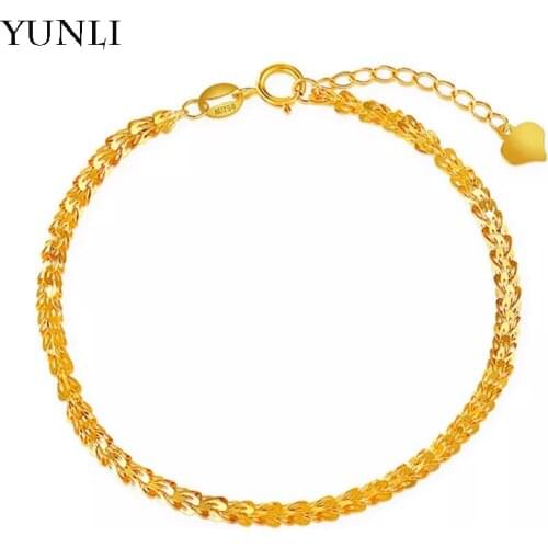 YUNLI Real 18K Gold Bracelet Luxury Phoenix Tail Design Pure AU750 Adjustable Chain for Women Fine Jewelry Gift