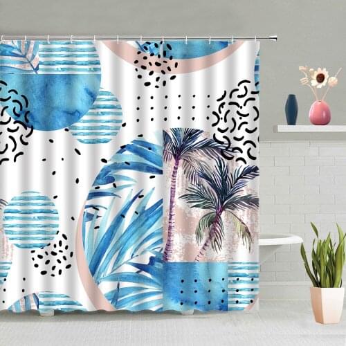Tropical Rainforest Shower Curtain Watercolor Summer Plants Leaves Flowers Bathroom Decoration Screens With Hooks Set Washable