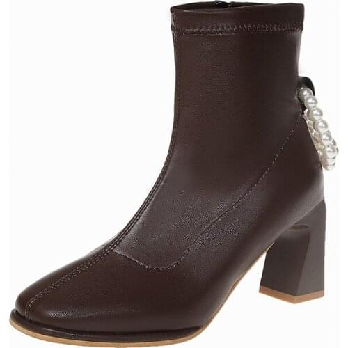 YSHUNIJ Autumn and Winter New Style Side Zipper Womens Boots Korean Style Low Tube Bare Boots Square Toe Fashion Short Boots
