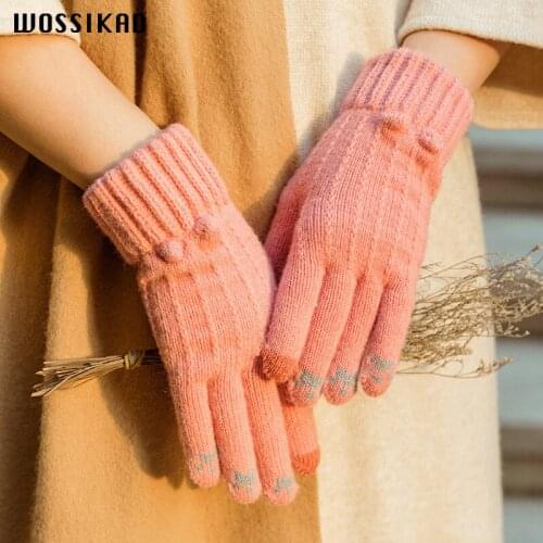 Gloves Women Touch Screen Driving Gloves Winter Knitting Peluche Hand Gloves Keep Warm Play Mobile Phone Ride Mittens Luvas