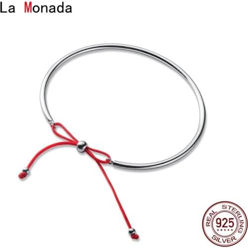 La Monada Bowknot Adjust Red Thread For Hand Bangle 925 Silver Bracelet Red Thread String Rope Bracelets For Women Silver 925