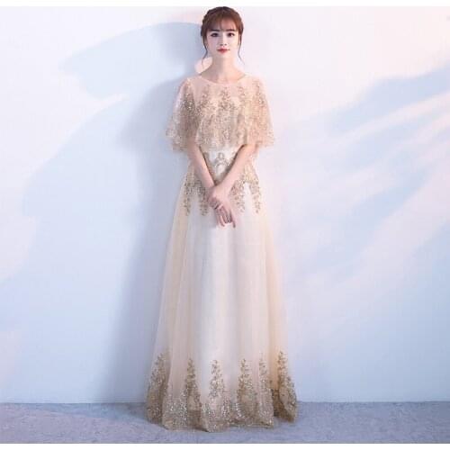 High-quality Golden Sequins Evening Dress with Jacket Elegant Slim Dinner Plus Size Fairy Chorus Birthday Part Prom Dress A255