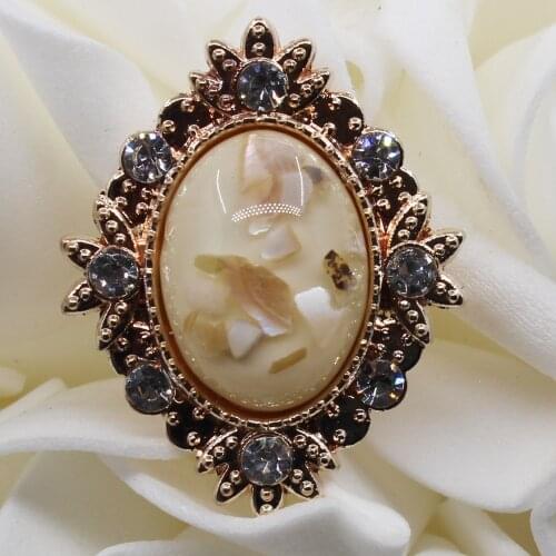 New Gold 10pc 25*30mm Oval Resin Button Crystal Alloy Wedding Invitations Decorate Metal DIY Hair Flower Center Scrapbooking