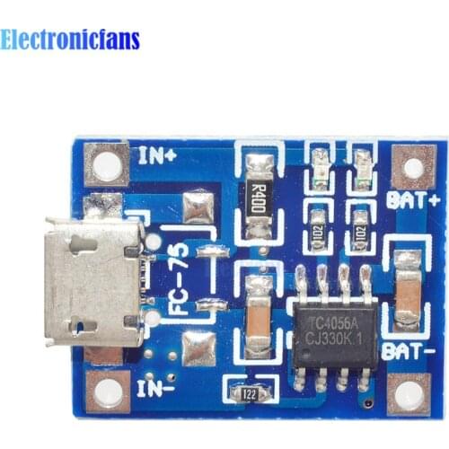 10Pcs TP4056 Micro USB 5V 1A 18650 Lithium Battery Charger Board With Led Indicator Automatic Protection 4.5~5.5V