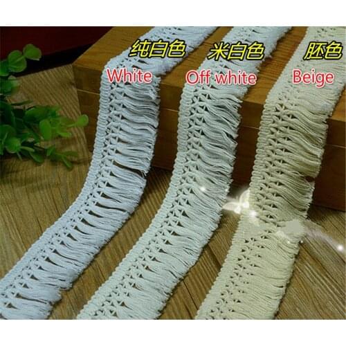 10Yard/Lot Handmade DIY Lace Tassel Garment Dress Accessories Cotton Lace Trim Curtain Home Decorative Wide 4CM
