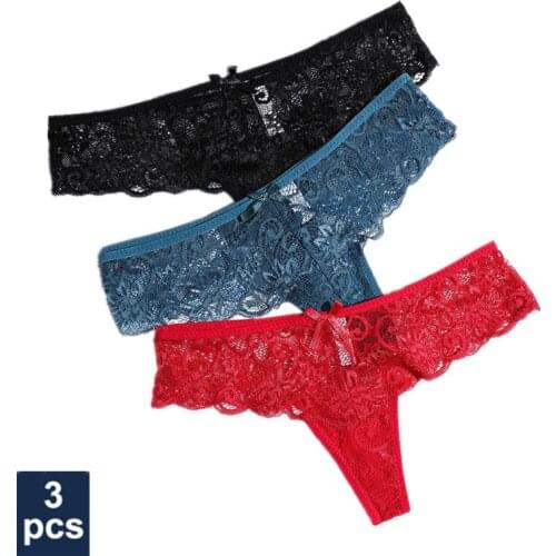 3Pcs/Lot Woman Lace Thong Female Seamless Transparent Panties Underwear G-String Sexy Briefs Lingerie T-back Woman Underwear