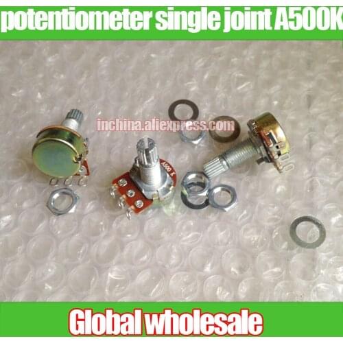 3pcs guitar potentiometer single joint A500K / handle length 20MM rachis yellow foot shell hole
