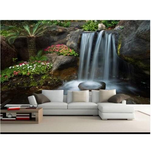 High Quality Hot Sale Custom 3d wallpaper Waterfall water generative background wall garden rockery wall murals room wallpaper