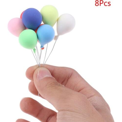 8PCS Miniature Dollhouse diy handcrafted clay ornaments colorful balloons children gift 1:12 scale