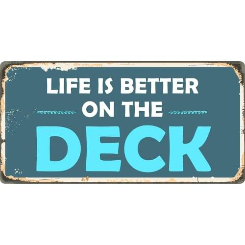 StickerPirate 952HS Life is Better by The Deck 5"x10" Aluminum Hanging Novelty Sign