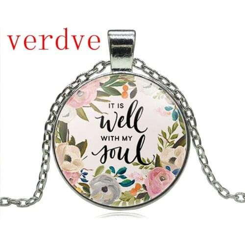 Wisdom Bible Verse It is well with MY Soul Lettering Necklace Quote Faith Inspirational Women Men Christian Jewelry Gifts