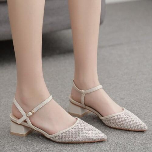 Ladies Sandals Sexy Pointed Toe Ladies Sandals Square High Heels Summer Elegant Fashion Ladies High Heels Women Sandals