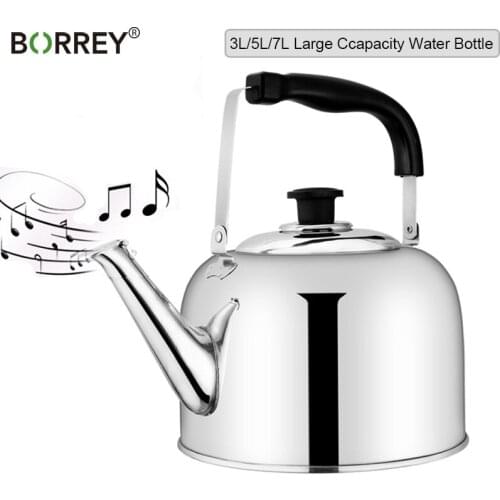 BORREY Stainless Steel thickened Large Capacity Kettle Home Gas Whistle Function induction Cooker Outdoor Cooking Water Kettle